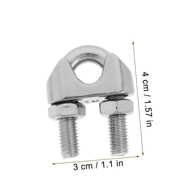 STOBAZA 6pcs Stainless Steel Wire Rope Cable Clamp Tensioner Silver Double Rope Clamp - Image 2